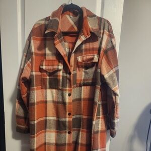 Plaid Pattern Long Length Jacket NWOT PTP 27 3XL